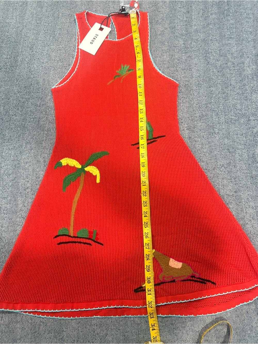 Staud Marea Dress Riviera Flame Cover up Dress | color: riviera flame | size: M - Picture 7 of 10